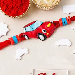 eCraftIndia Artfificial Stones Studded And Beaded Cartoon Car Rakhi-image-85