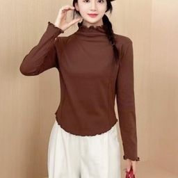 KPOP Women High Neck Long Sleeves Extended Sleeves Top-image-0