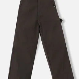 Urbano Juniors Boy Brown Loose Baggy Fit Solid Non-Stretchable Carpenter Trouser-image-50