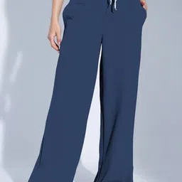 Selvia Women Solid Baggy Mid-Rise Casual Wide Leg Trouser-image-49