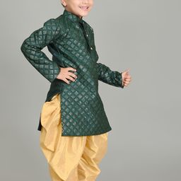 NFC CREATION Boys Embroidered Regular Sequinned Dupion Silk Kurta with Patiala image 3