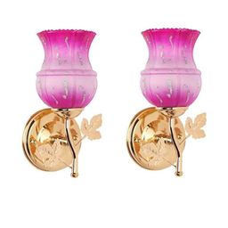 Somil Premium Designer Glass Wall / Night Lamp Elegant & Stylish Dcor Accent for Modern Interiors, color- - Pink, White; Size,- 19.5 X 17.5 X 28 CM-image-69