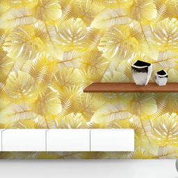 ArtzFolio Printed UV-Resistant Anti-Bacterial Golden Tropical Palm Leaves Peel & Stick Wallpaper-image-61