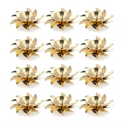 Aura 12-Pcs Yellow Flower Shaped Decorative Diyas-6