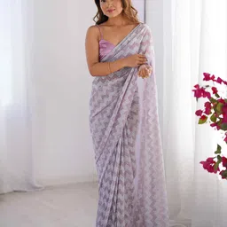 HERE&NOW Ethnic Motifs Beads and Stones Pure Chiffon Saree-picture-33