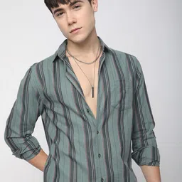 VASTRADO Men Classic Slim Fit Multi Stripes Opaque Striped Casual Shirt-image-54