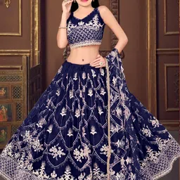 F Plus Fashion Girls Pink Net Semi-Stitched Lehenga Choli-picture-27