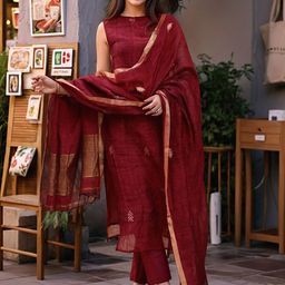 Moda Rapido Geometric Embroidered Thread Work Straight Kurta With Trousers & Dupatta-picture-45
