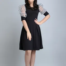 PTVIZE Puff Sleeve Fit & Flare Dress-picture-10