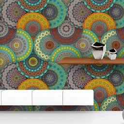 ArtzFolio Printed UV-Resistant Anti-Bacterial Vintage Floral & Mandala Peel & Stick Wallpaper-image-21