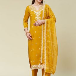 Colors of Earth Women Embroidered Kurta with Pants & Dupatta-49