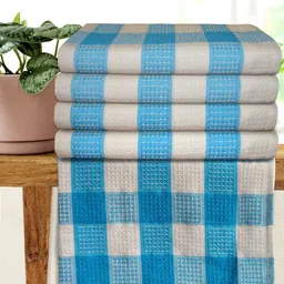 Athom Living Premium Blue & White 5 Pieces Printed Cotton 210 GSM Bath Towel-image-81