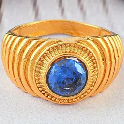 MEMOIR Brass Gold Blue Sapphire Finger Ring-25