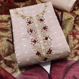 SAINOOR Embellished Semi-Stitched Dress Material-image-40