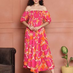 Aawari Women Floral Printed Fit And Flare Maxi Dresses-picture-15