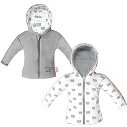VParents Unisex Kids Front Open Hooded Reversible Jacket-image-94