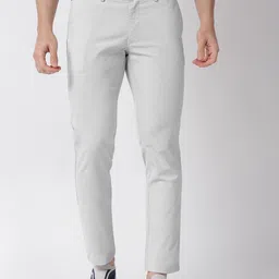Basics Men Cotton Skinny Fit Low-Rise Trousers-image-86