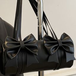 HAUTE SAUCE by Campus Sutra Women Black Vegan Leather Bow Detail Structured Shoulder Bag-image-84