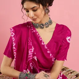 Sangria Ethnic Printed Bandhani Saree With Blouse Piece-picture-10