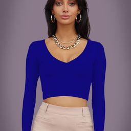 Dream Beauty Fashion Women V-Neck Fitted Crop Top-image-44