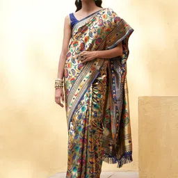 KALINI Woven Design Silk Blend Ready to Wear Paithani Saree-52