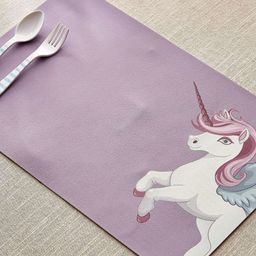 Home Centre Slate Purple & White Unicorn Printed Table Placemats-picture-0