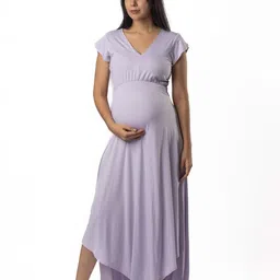Block Hop Maternity Fit & Flare Maxi Dress-picture-19