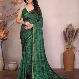 HERE&NOW Bandhani Zari Silk Blend Bandhani Saree-21
