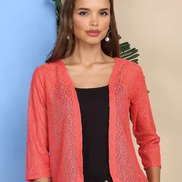 Dressitude Self Design Mandarin Collar Open Front Crop Shrug-picture-33