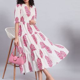 PIDAVLIYA'S Floral Print A-Line Midi Dress-image-36