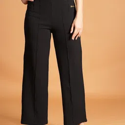 BAESD Women Solid Regular Fit High-Rise Flat-Front Regular Trousers-image-83