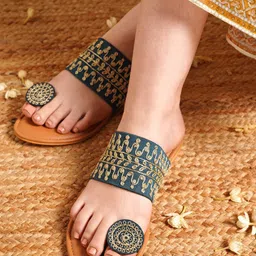 JAYPORE Women Embellished One Toe Flats with Embroidered-image-51