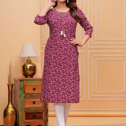 Moda Rapido Floral Printed Tie-Up Neck Kurta-picture-12