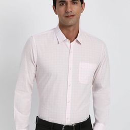 Peter England Slim Fit Grid Tattersall Checks Checked Formal Shirt-picture-10