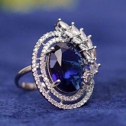 Zoey Silver-Plated Cubic Zirconia-Studded Adjustable Finger Ring-41