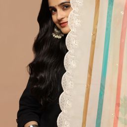 Kaizen TEXO FAB Printed Organza Tie and Dye Dupatta image 1