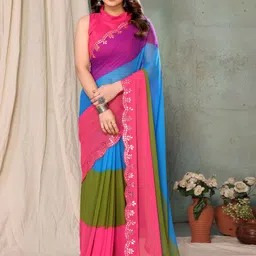 KALINI Colourblocked Mirror Work Saree-picture-16