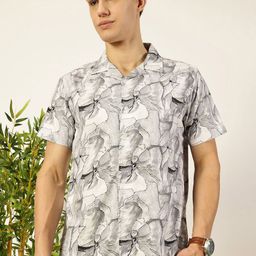 Mast & Harbour Men Cuban Collar Floral Printed Cotton Casual Shirt-picture-47