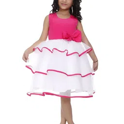 Wow Princess Girls Colourblocked Layered Net Fit and Flare Dress-image-31