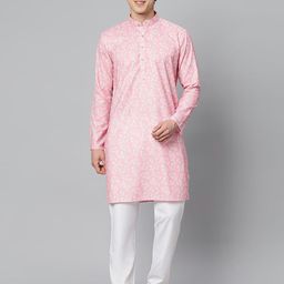 GLOBALRANG Men Floral Printed Regular Pure Cotton Kurta with Pyjamas &-picture-7