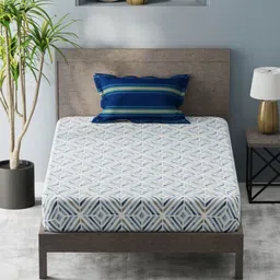 KOPA Blue & White Geometric 200 TC Single Bedsheet with 1 Pillow Covers-image-10
