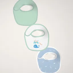 Nauti Nati Infants Pack Of 3 Printed Pure Cotton Bibs-19