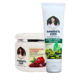 THE SOUMI'S CAN PRODUCT Pomegranate Scrubber & Green Coffee Face Wash- 500ml-40