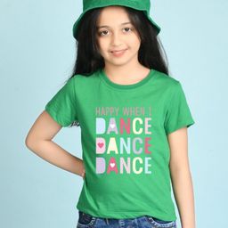 NUSYL Girls Graphic Printed Round Neck Cotton T-shirt-picture-2