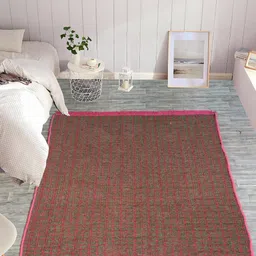 Furnishing Hut Pink Abstract Velvet Carpet-image-2