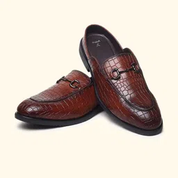 yoho Men Textured PU Loafers-image-6