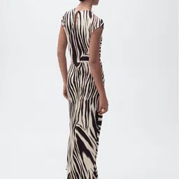 MANGO Zebra Printed Extended Sleeves Maxi Shift Dress image 4