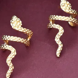 DressBerry Stainless Steel Gold Plated Snake Animal Shaped Drop Earrings-4