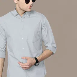 ADWYN PETER Men Classic Spread Collar Solid Cotton Casual Shirt-image-26