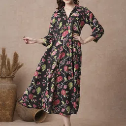 FASHOR Ethnic Motifs Print Puff Sleeve A-Line Maxi Dress-image-76